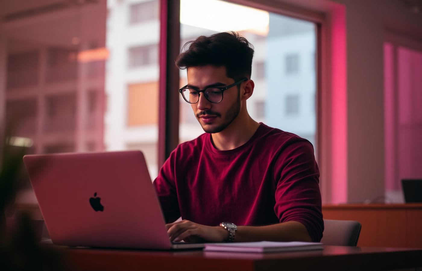 Profissional trabalhando em estratégia de conteúdo no notebook